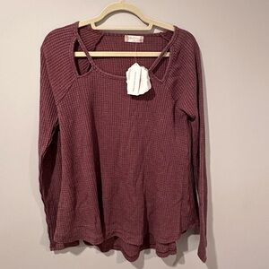 Women's Burgundy Long Sleeve Sweater Top